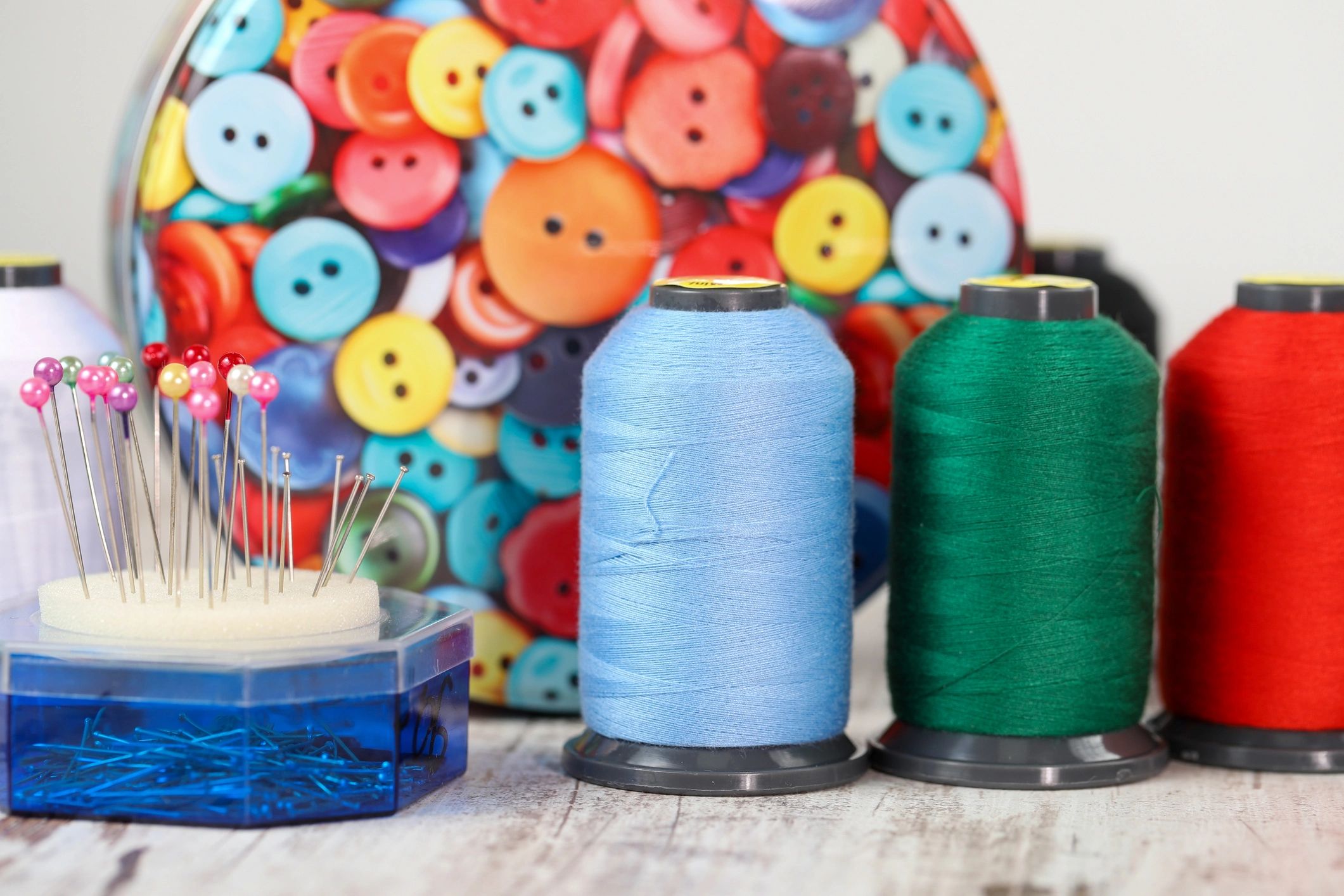 Colorful sewing thread for handmade craft projects